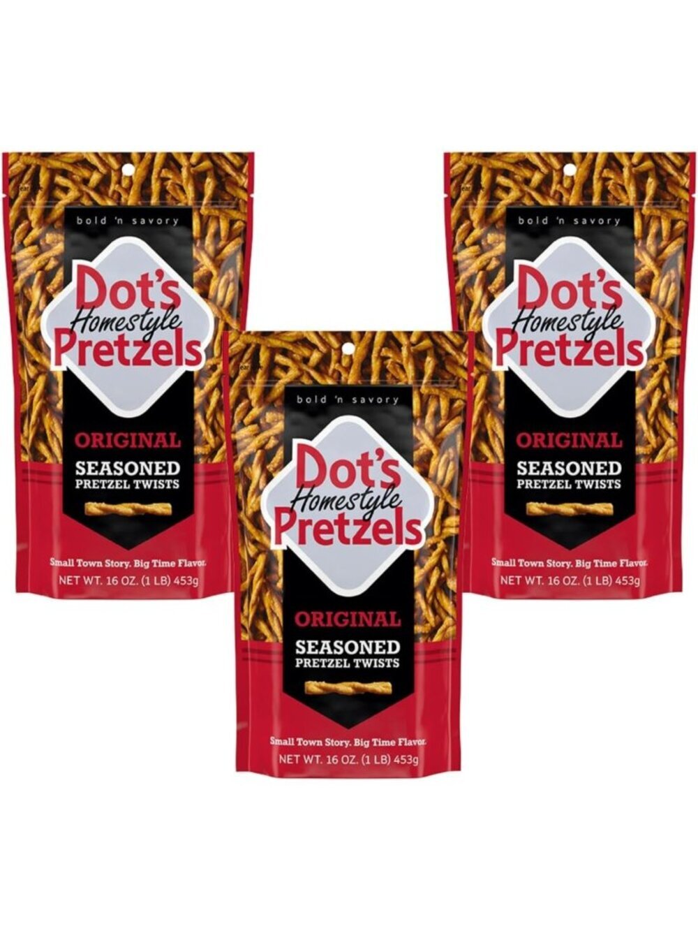 Seasoned Pretzel Twists - Healthy Kids Snacks, 16oz Bag, 3-Pack - Crunchy Treats